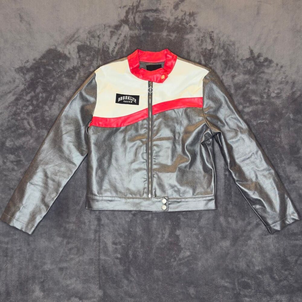 Fashion Nova Racing Rager Faux Leather Jacket — Women's M